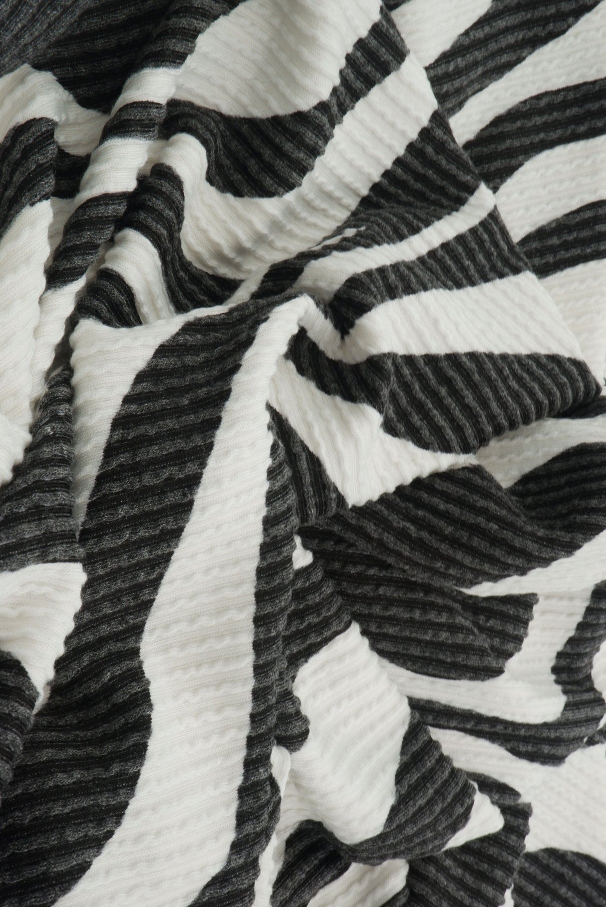 Double Knit Jacquard Zebra Fabric Black