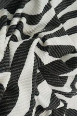 Double Knit Jacquard Zebra Fabric Black