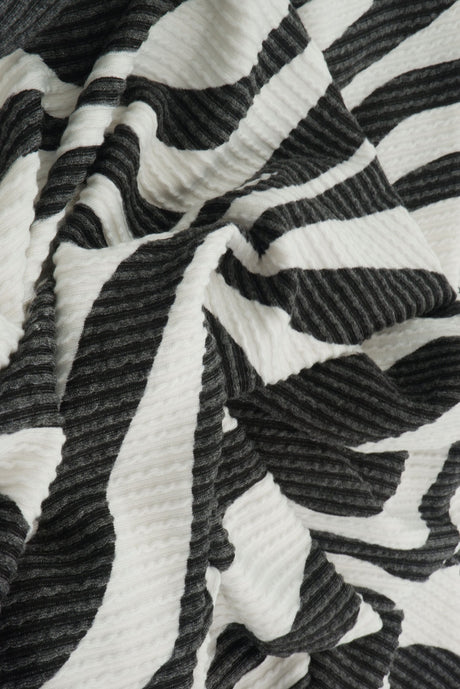 Double Knit Jacquard Zebra Fabric Black