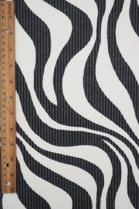 Double Knit Jacquard Zebra Fabric Black