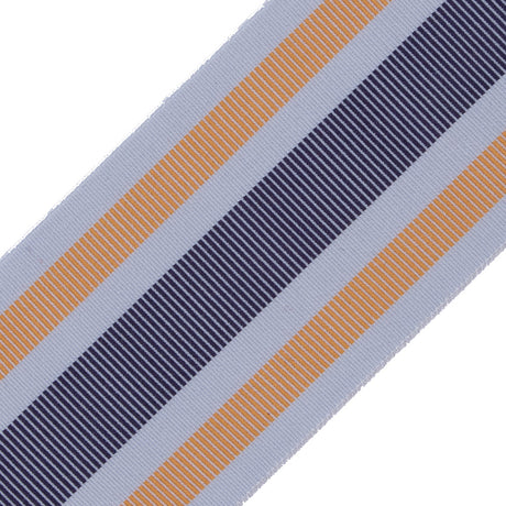 Italian Yellow/Navy/Gray Striped Stretch Grosgrain Ribbon - 2"
