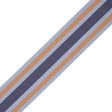 Italian Yellow/Navy/Gray Striped Stretch Grosgrain Ribbon - 2"