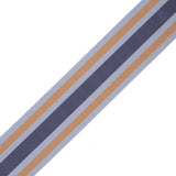 Italian Yellow/Navy/Gray Striped Stretch Grosgrain Ribbon - 2"