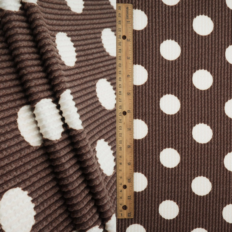 Polka Dot Double Knit Fabric Brown