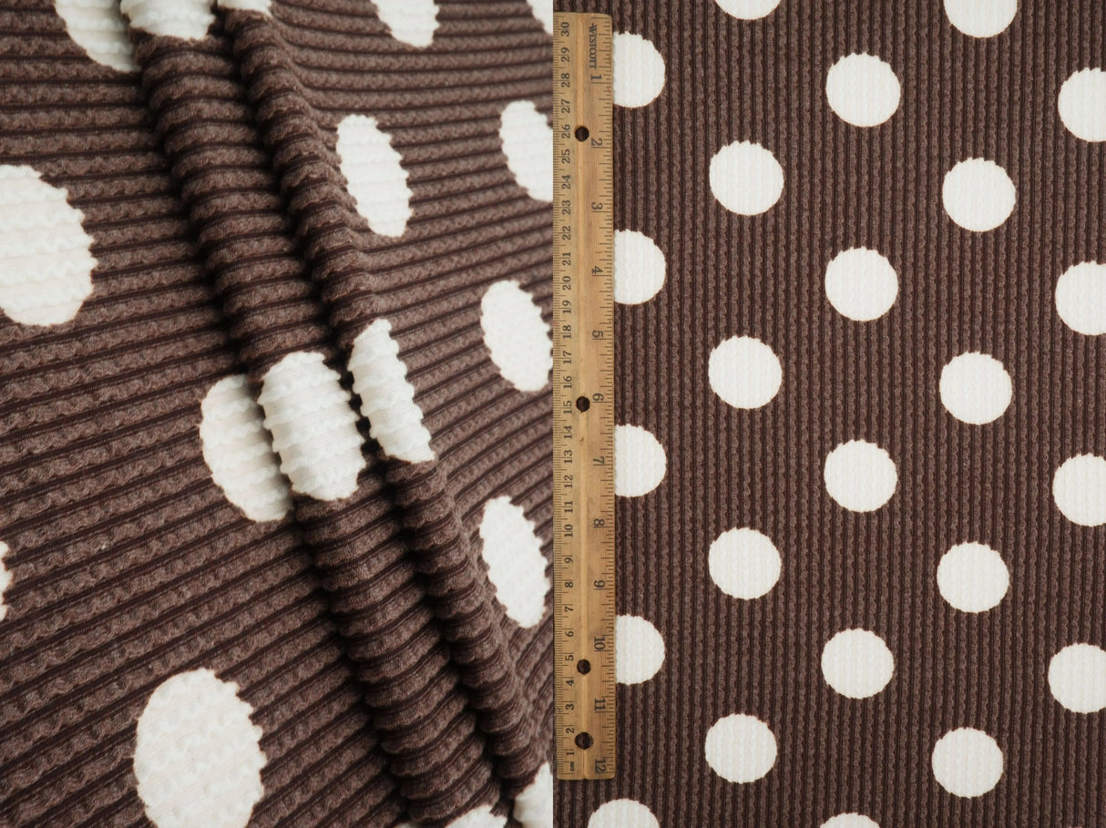 Polka Dot Double Knit Fabric Brown