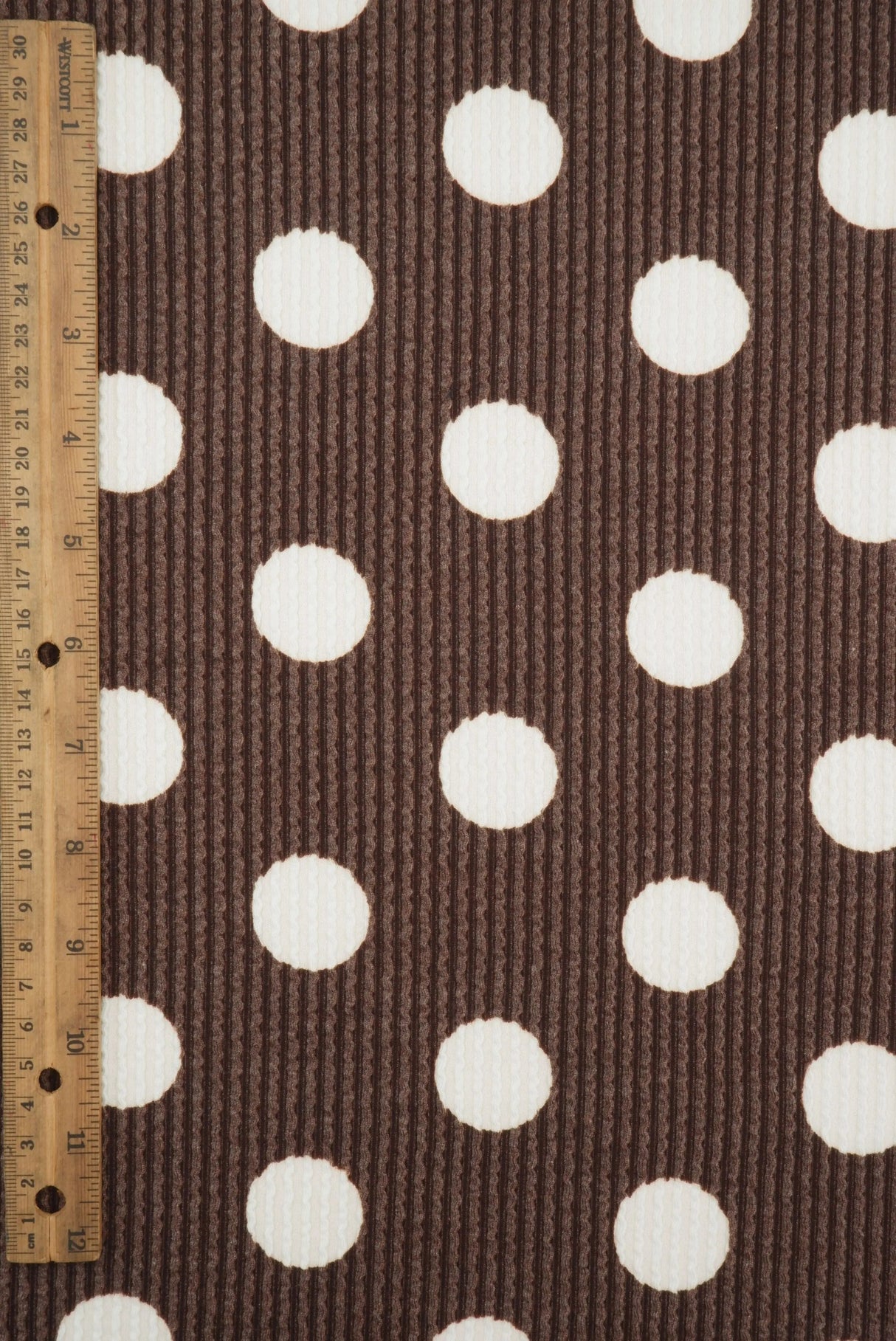 Polka Dot Double Knit Fabric Brown