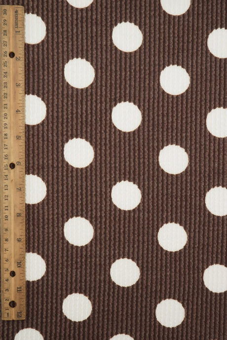 Polka Dot Double Knit Fabric Brown