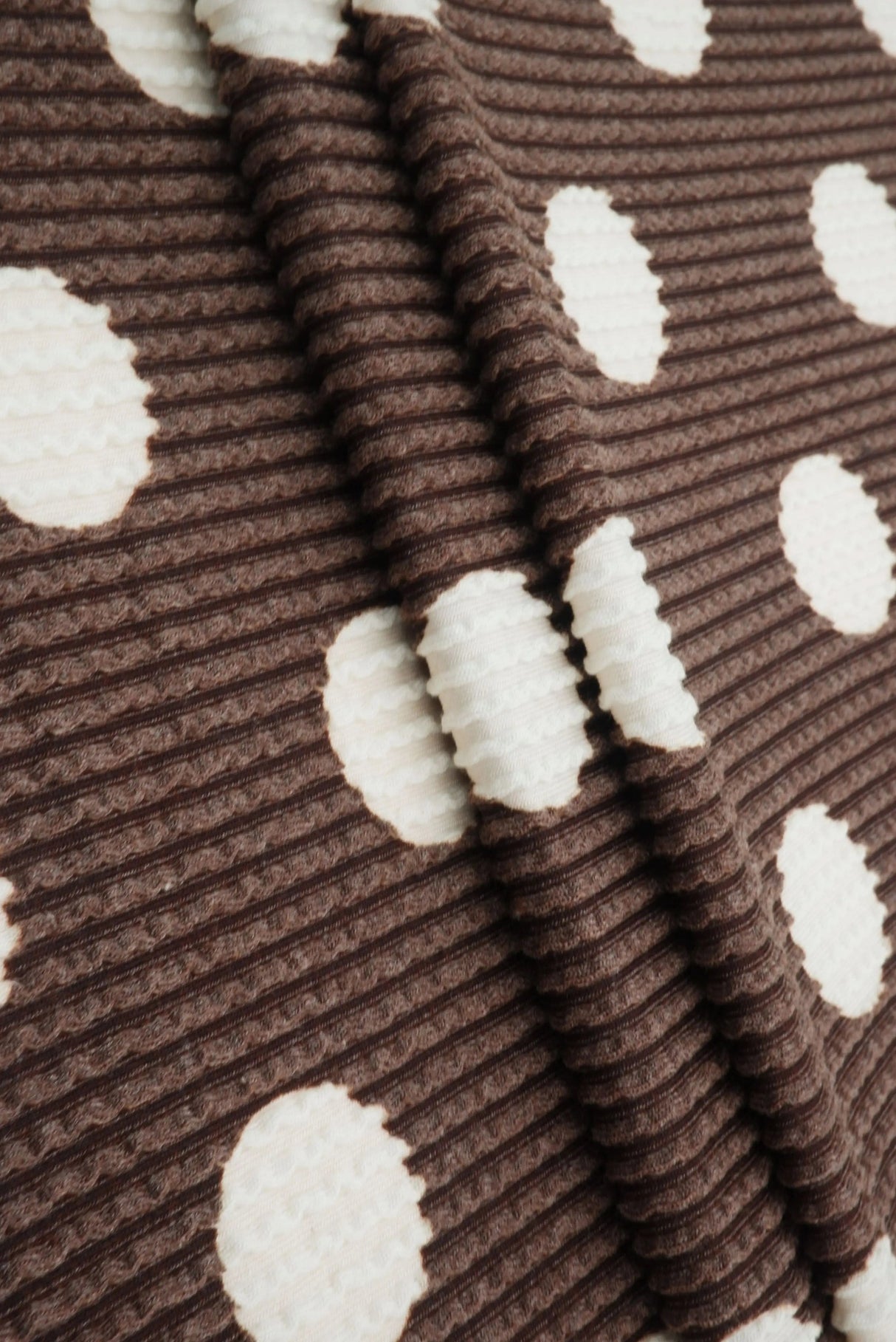 Polka Dot Double Knit Fabric Brown