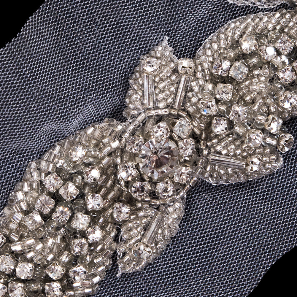 Silver Fancy Rhinestone Trim - 1.25"