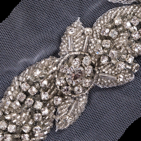 Silver Fancy Rhinestone Trim - 1.25"