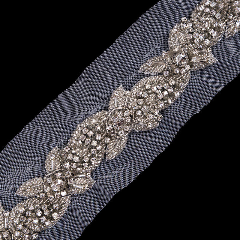 Silver Fancy Rhinestone Trim - 1.25"