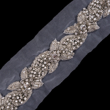 Silver Fancy Rhinestone Trim - 1.25"