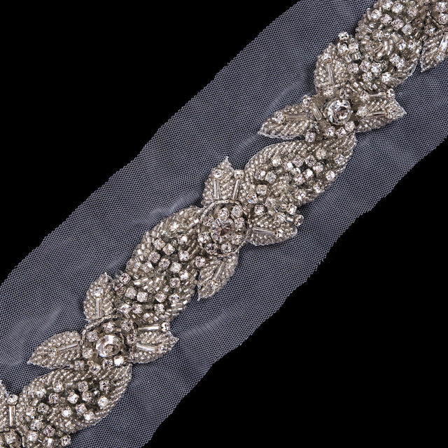 Silver Fancy Rhinestone Trim - 1.25"