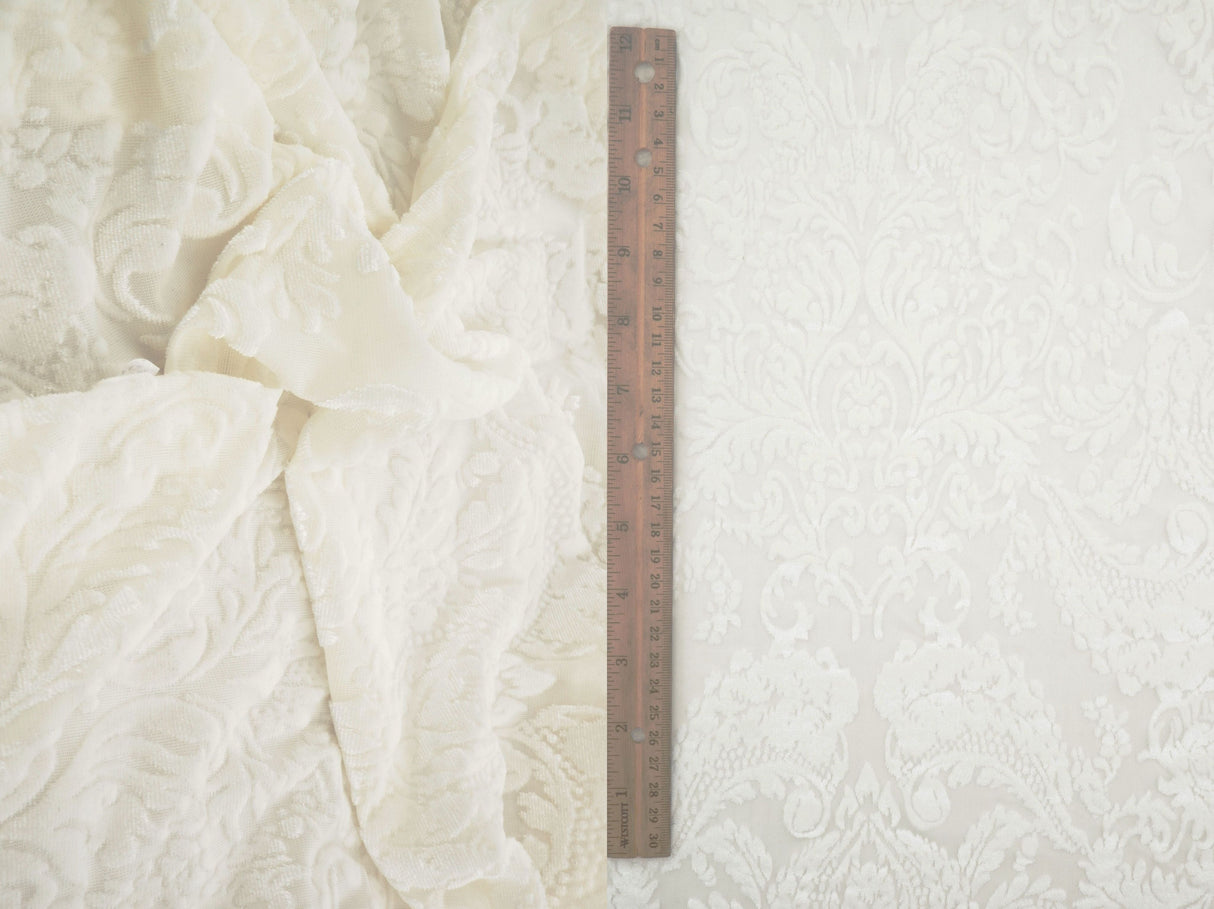 Velvet Burnout Knit Damask Fabric
