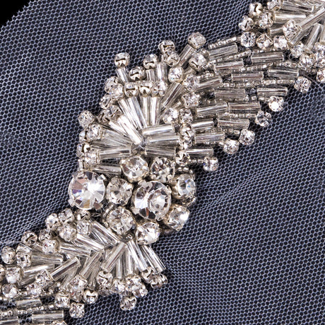Silver Fancy Rhinestone Trim - 1.5"