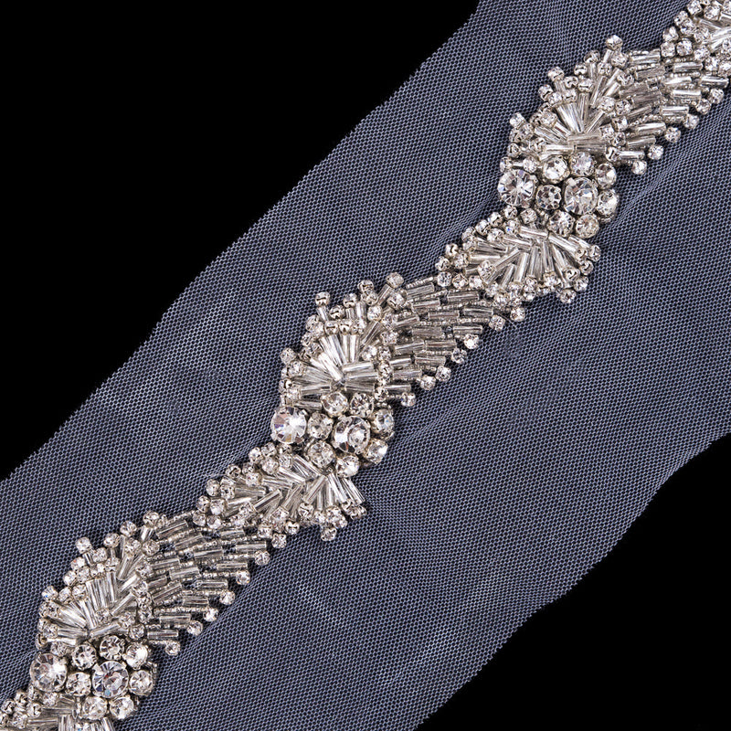 Silver Fancy Rhinestone Trim - 1.5"