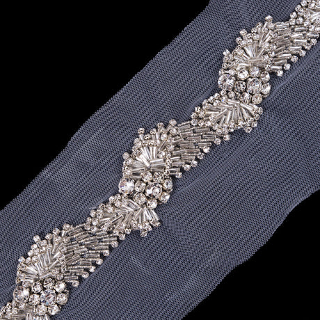 Silver Fancy Rhinestone Trim - 1.5"