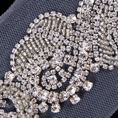 Silver Fancy Rhinestone Trim - 2"