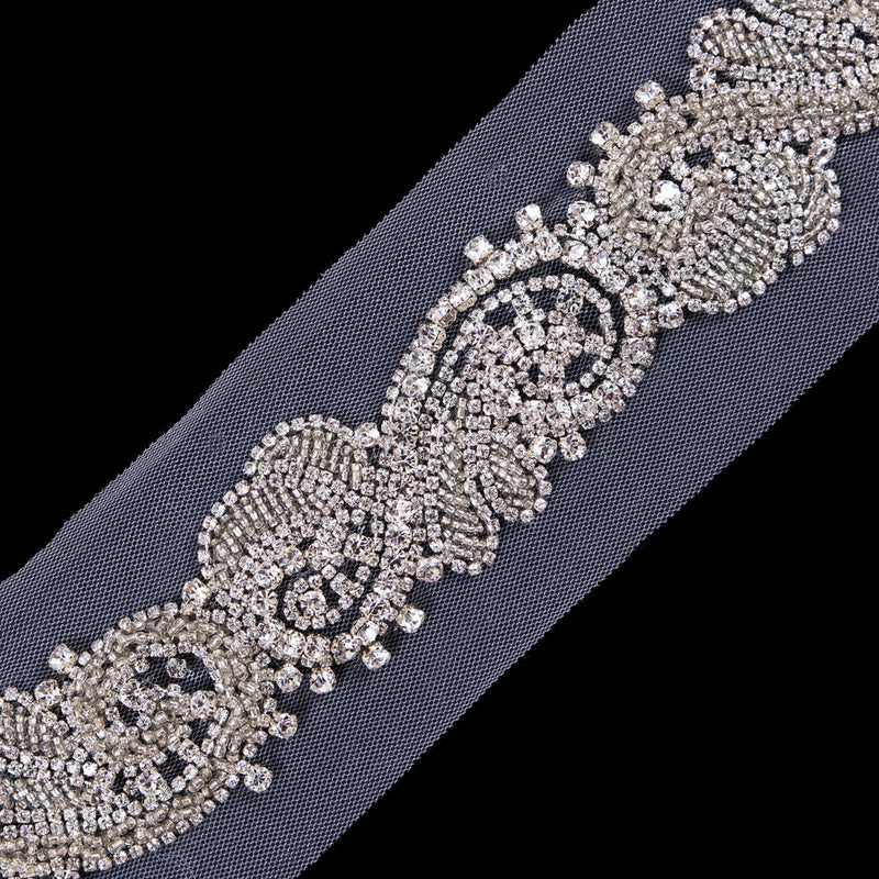 Silver Fancy Rhinestone Trim - 2"