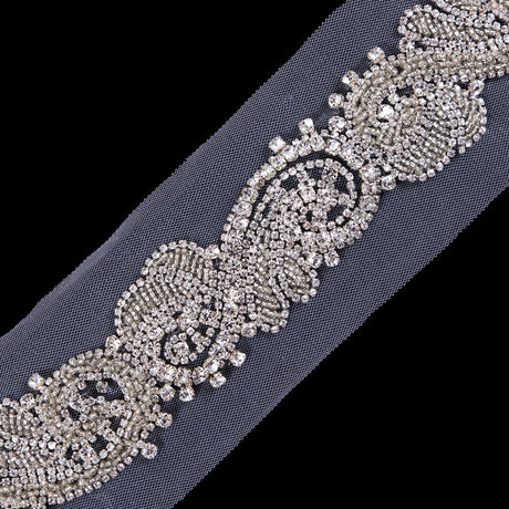 Silver Fancy Rhinestone Trim - 2"