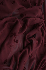 Floral Flocking Mesh Burgundy