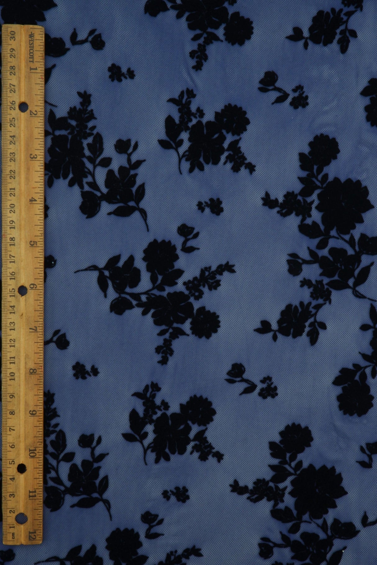 Floral Flocked Mesh Fabric