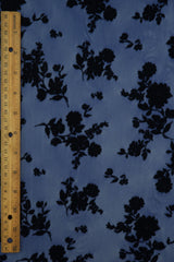 Floral Flocked Mesh Fabric