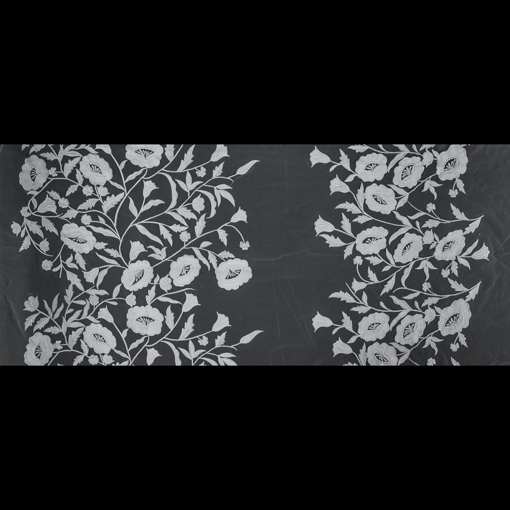 Floral Embroidered Tulle - White on White