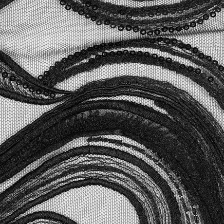 Black Floral Embroidered Lace Panel