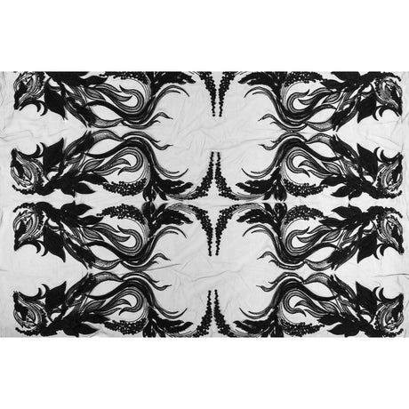 Black Floral Embroidered Lace Panel