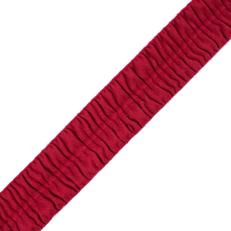 Italian Red Ruched Stretch Wool Trimming - 1.5"