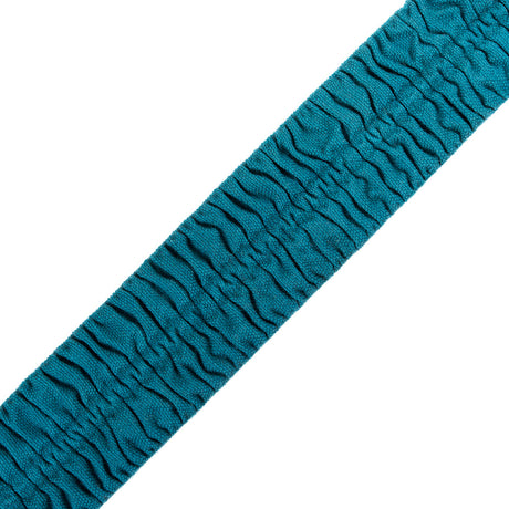 Italian Teal Ruched Stretch Wool Trimming - 2.375"