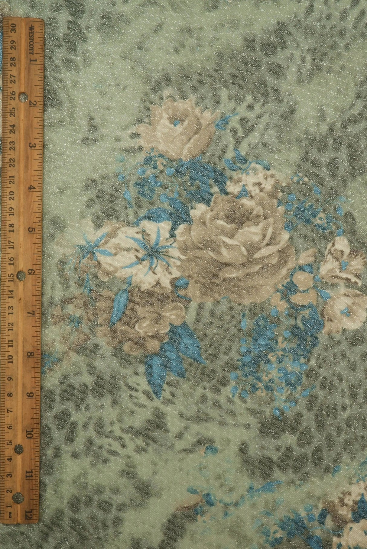 Foil Mesh Leopard Flower Olive Vintage