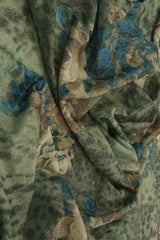 Foil Mesh Leopard Flower Olive Vintage