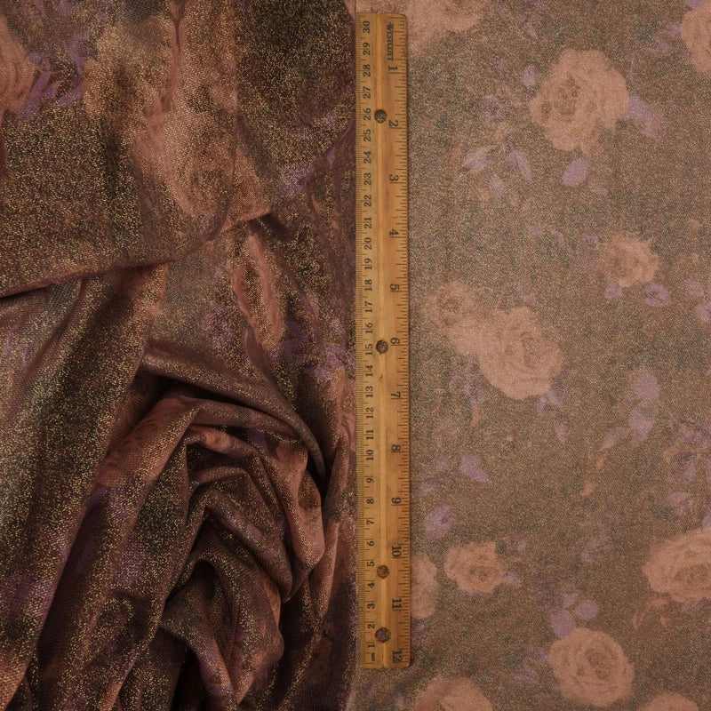 Foil Mesh Brown Leopard Floral Print
