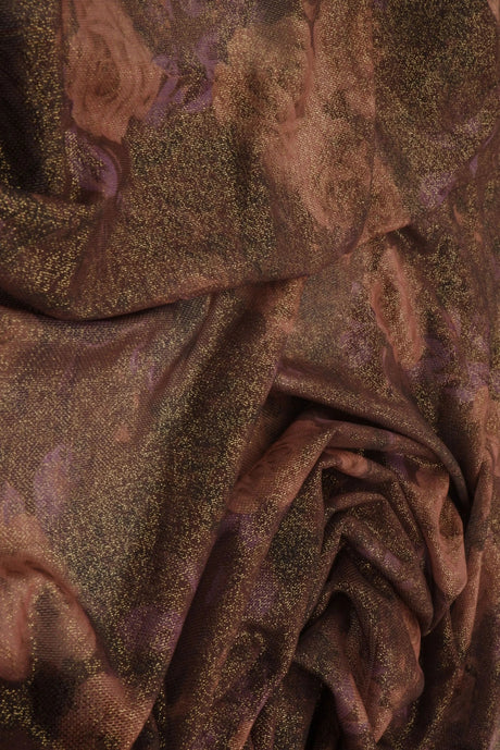 Foil Mesh Brown Leopard Floral Print