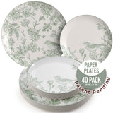 40 Count Yaffa Design Disposable Paper Plates for Party, Wedding, Dinner, Elegant