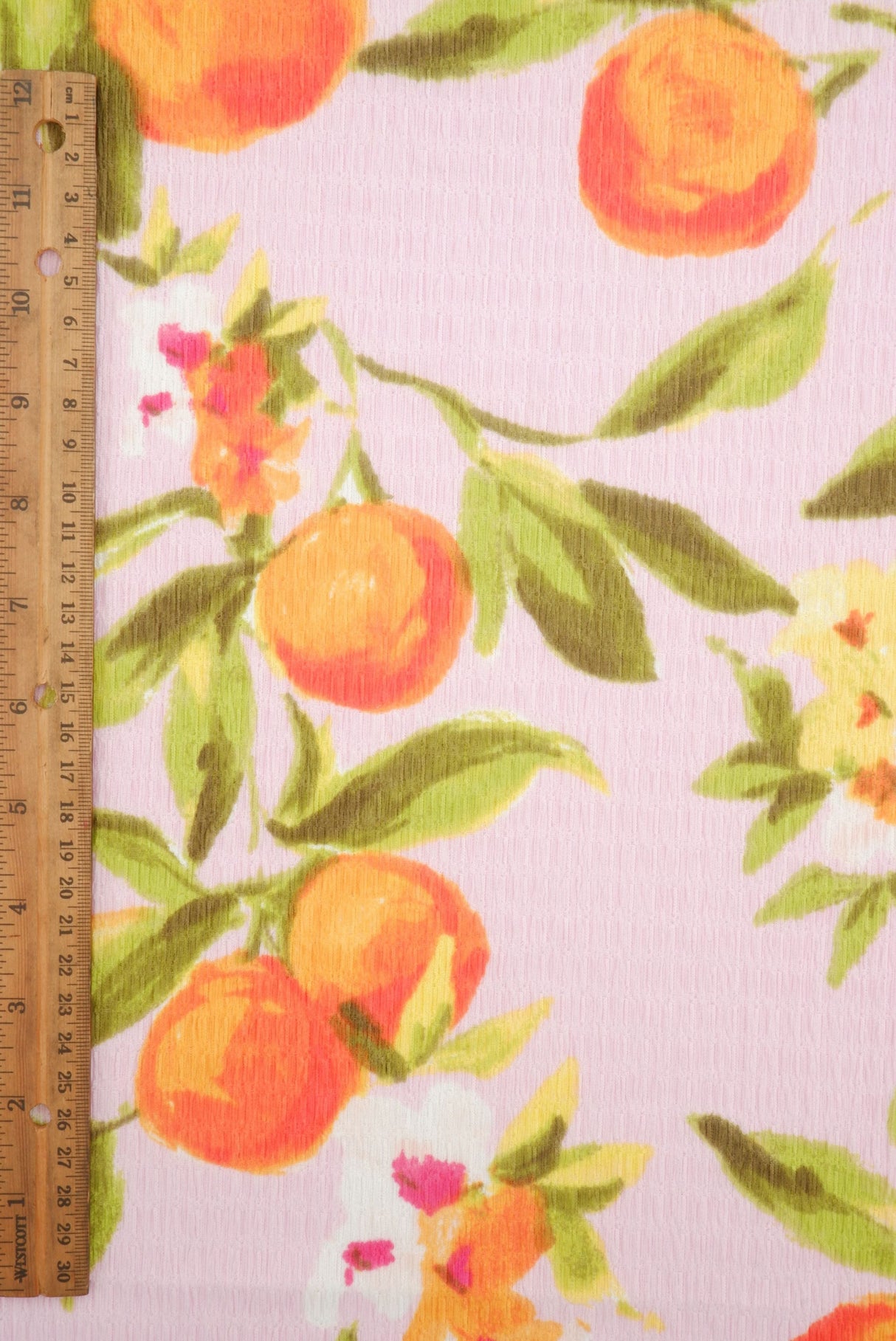 Printed Crinkle Crepe Fruit Orange Fabric