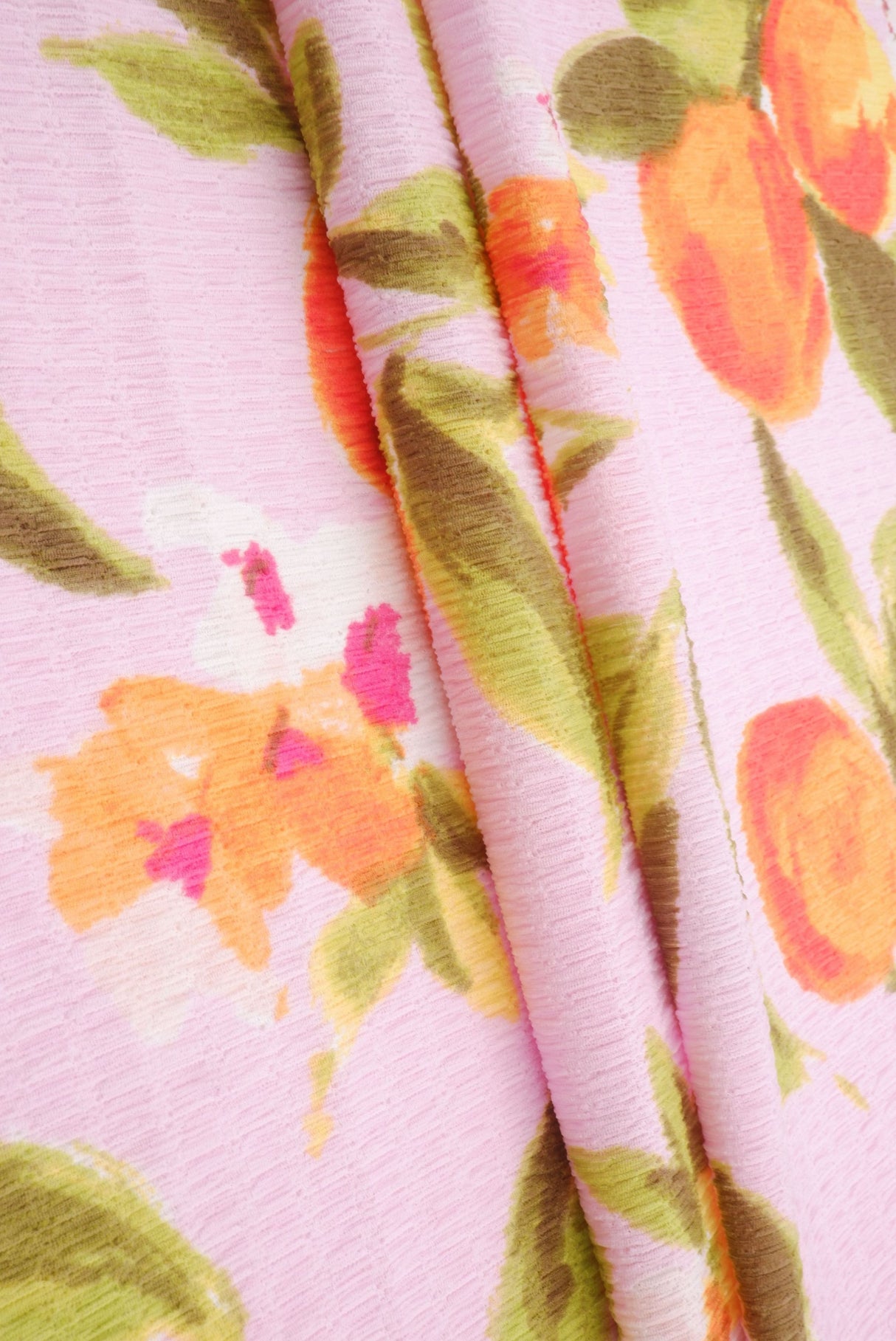 Printed Crinkle Crepe Fruit Orange Fabric