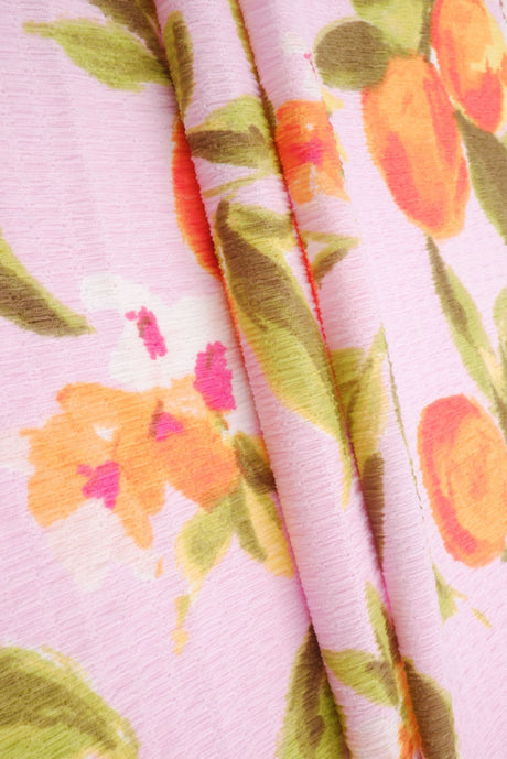 Printed Crinkle Crepe Fruit Orange Fabric
