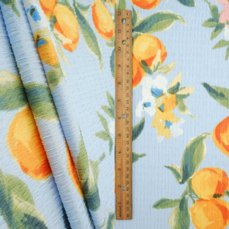 Fruit Orange Crinkle Crepe Print Fabric 58/59" Wide – 160 GSM
