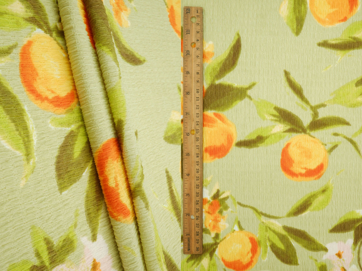 Printed Crinkle Crepe Fruit Orange Fabric
