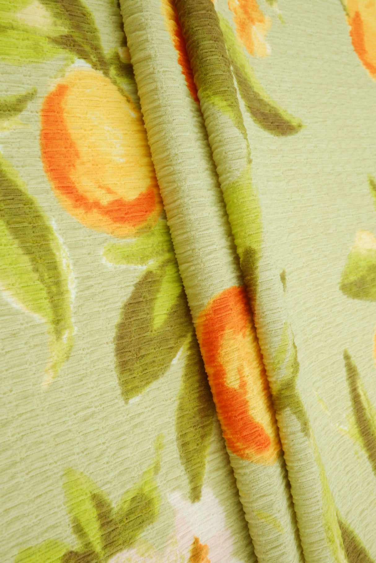 Printed Crinkle Crepe Fruit Orange Fabric