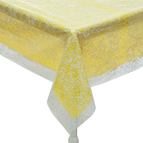 White Lace-Printed & Light Pink Rectangle Disposable Plastic Tablecloth Kit - 2 Pc.