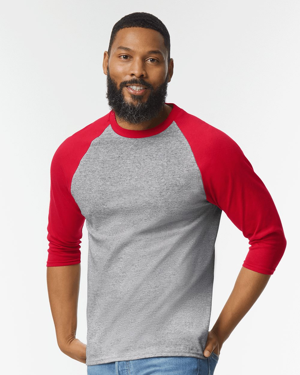 Gildan® Heavy Cotton Raglan Crewneck Three-Quarter Sleeve T-Shirt
