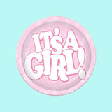 12 Pack 7" It's A Girl Plates Baby Shower Decorations Pink Disposable Tableware Set