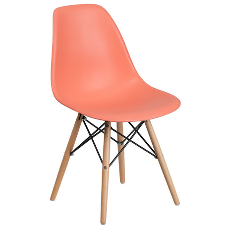 Merrick Lane Elton Series Polypropylene Accent Chair with Metal Braced Wooden Legs