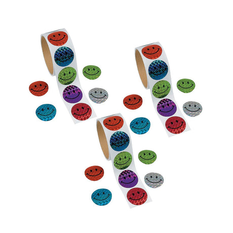 Prismatic Smile Face Multicolor Paper Sticker Roll 100 Pieces