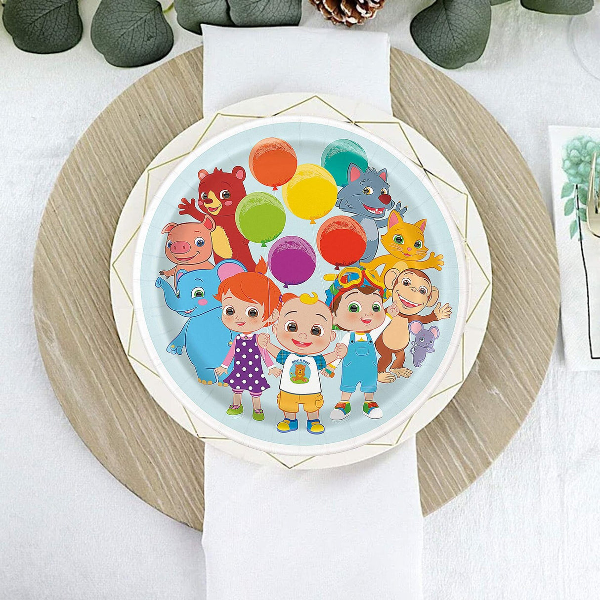 8 Ct. CoComelon Party Paper Dinner Plates Bright & Cheerful Kids' Birthday Tableware