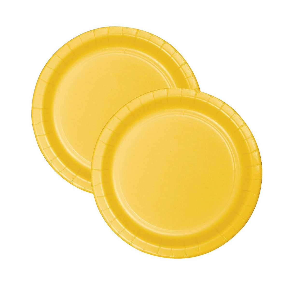7" School Bus Yellow Round Paper Dessert Plates – 24 Count